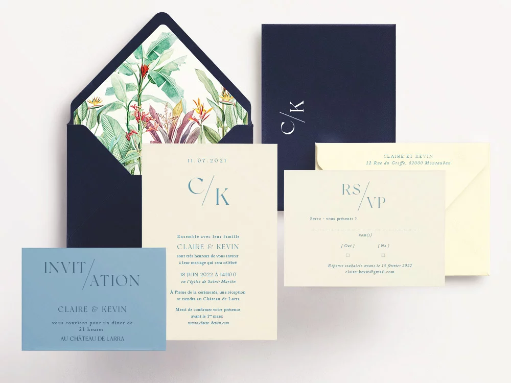 Collection Boston - Carton de mariage, invitation diner , rsvp