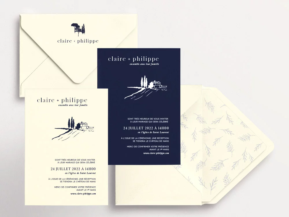 Collection Toscan - Faire-part de mariage champetre impression letterpress