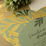 Invitation de mariage originale et champetre, dore